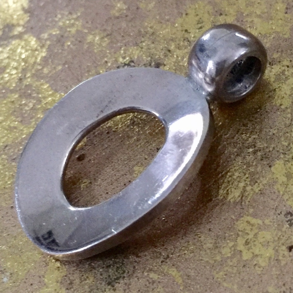 Sterling Silver Curved Oval Pendant